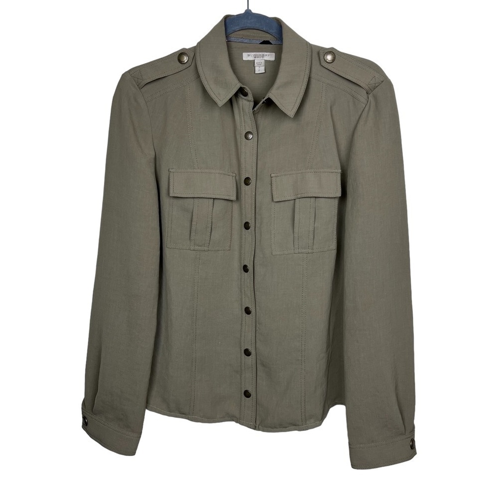 Burberry Brit Snap Button Down Shirt Women’s Size S Tan Safari